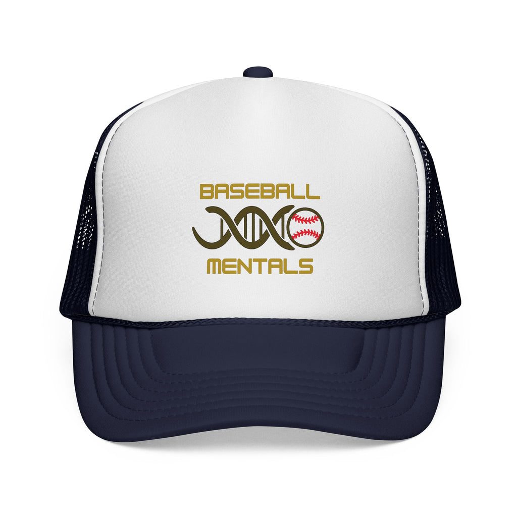 Baseball Cap – “Baseball Genomics” Trucker Hat (DNA Baseball Design)
