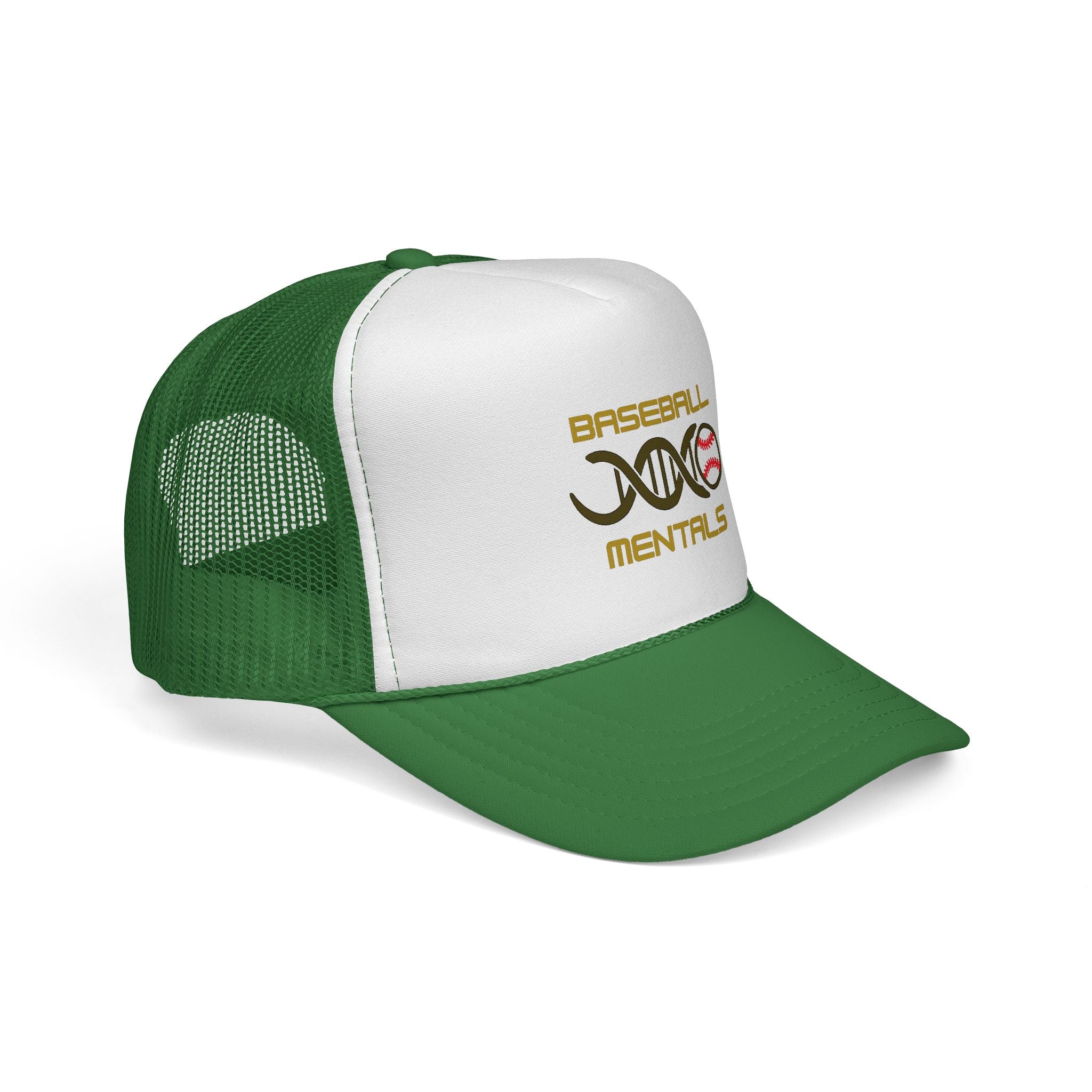 Baseball Cap – “Baseball Genomics” Trucker Hat (DNA Baseball Design)