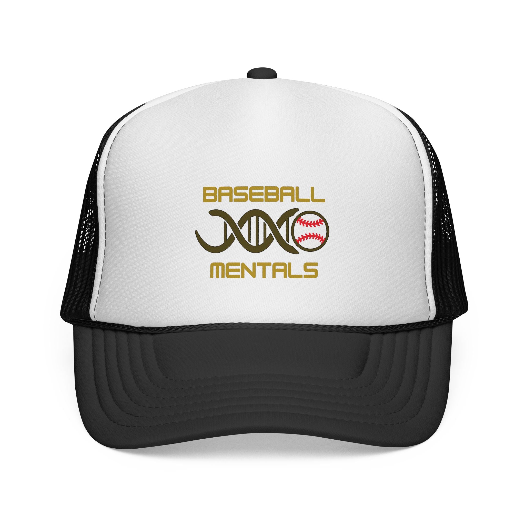 Baseball Cap – “Baseball Genomics” Trucker Hat (DNA Baseball Design)