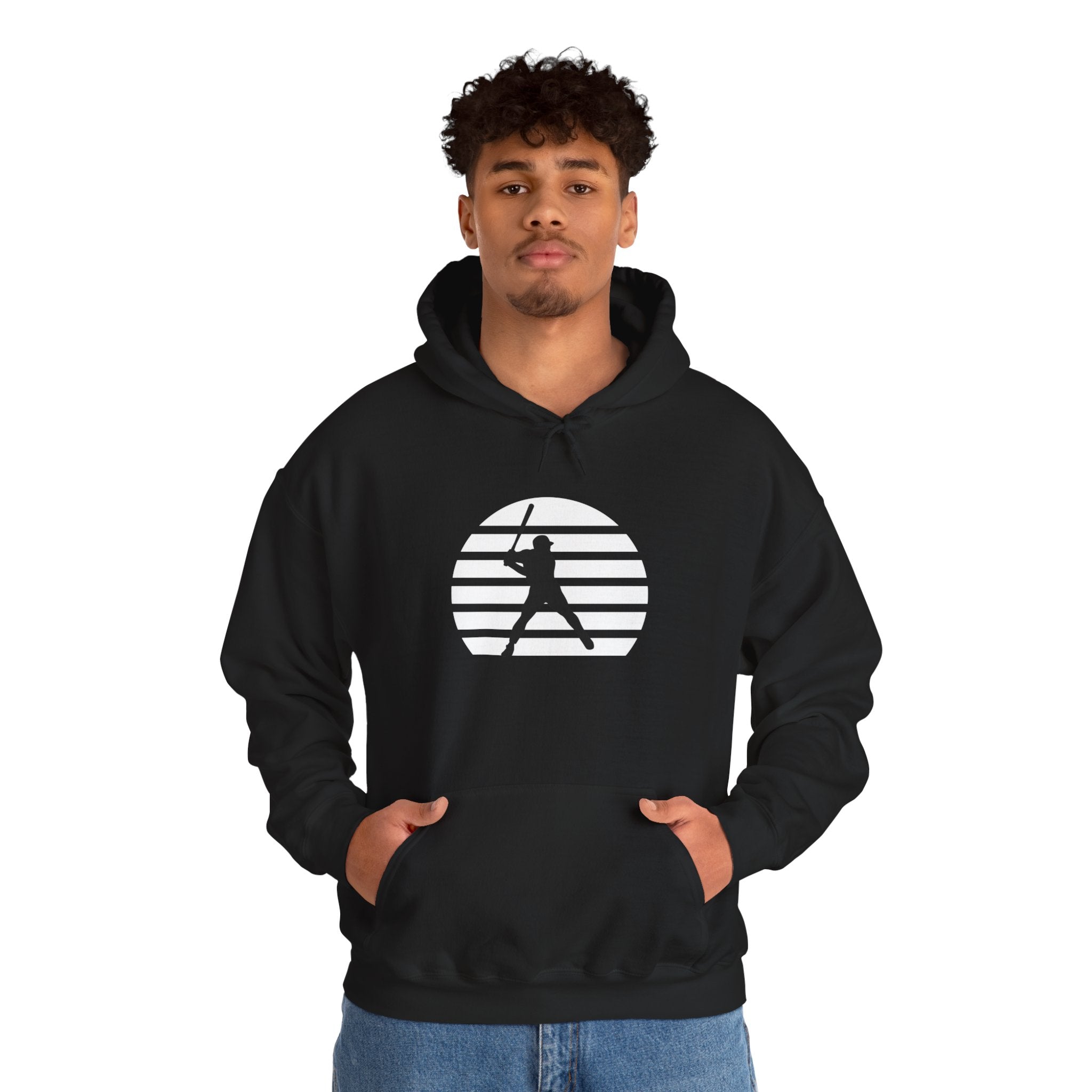 Baseball Batter Silhouette Hoodie – Minimal Sports Pullover for Fans