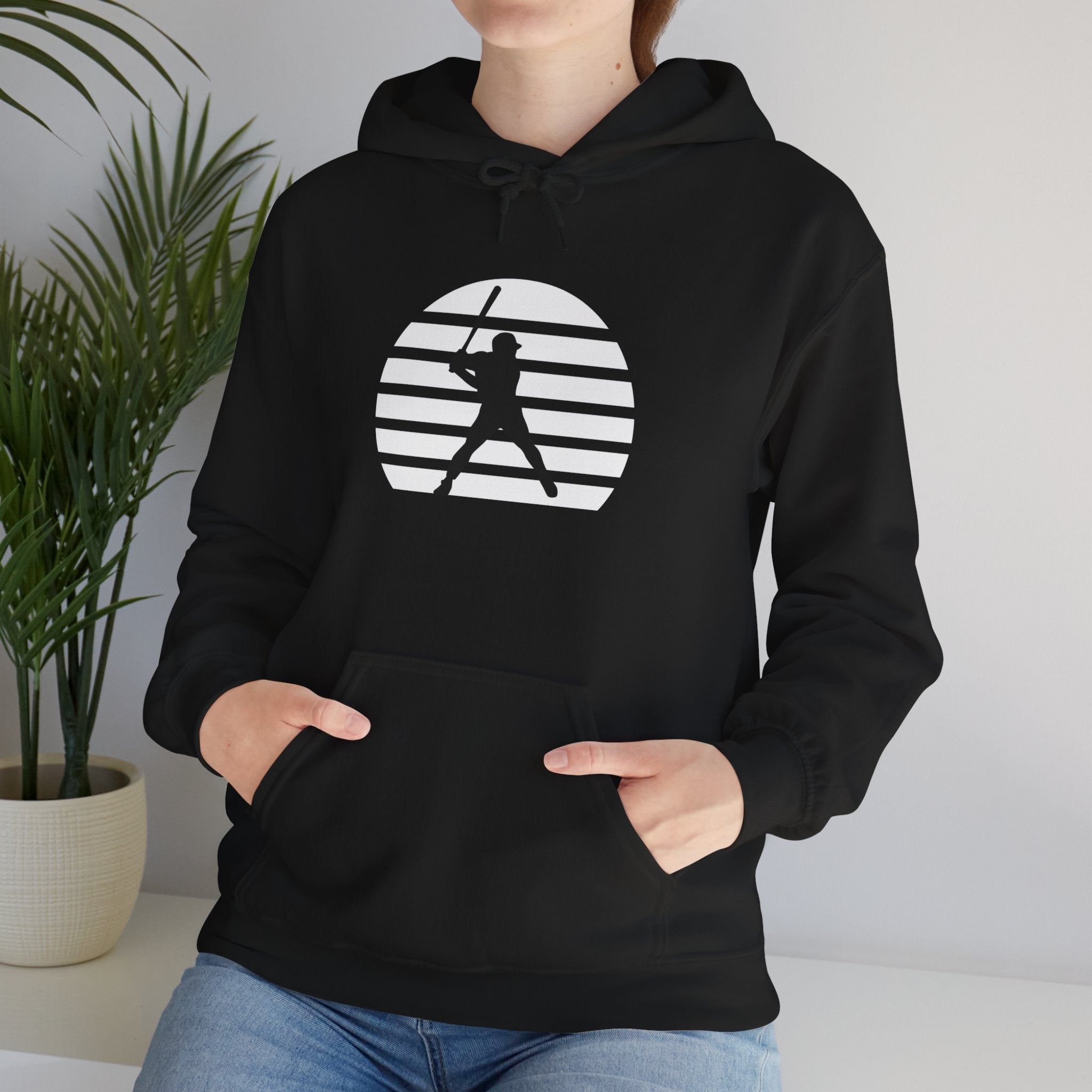Baseball Batter Silhouette Hoodie – Minimal Sports Pullover for Fans