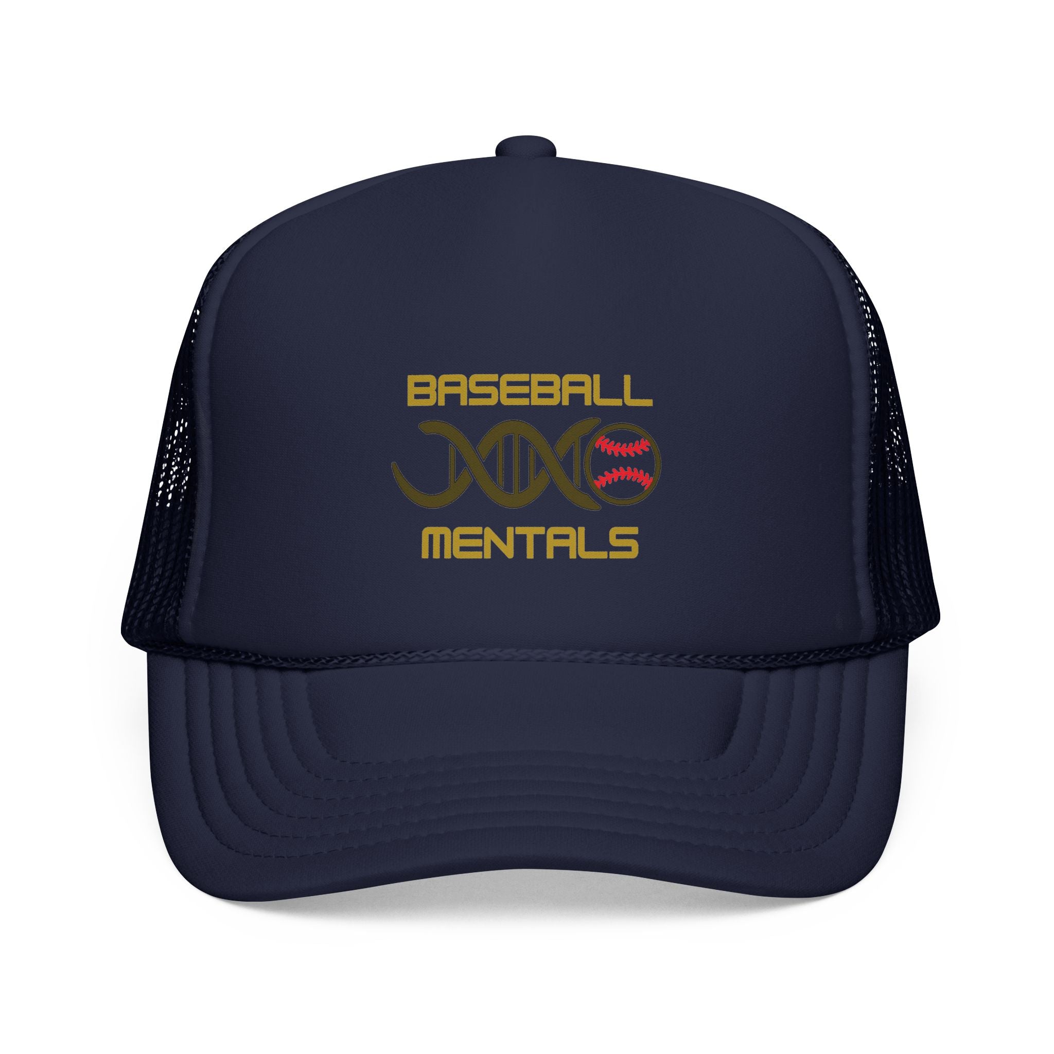 Baseball Cap – “Baseball Genomics” Trucker Hat (DNA Baseball Design)