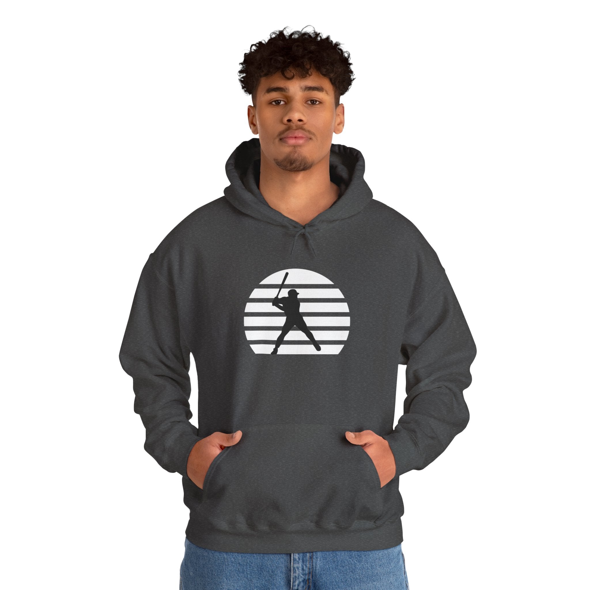 Baseball Batter Silhouette Hoodie – Minimal Sports Pullover for Fans