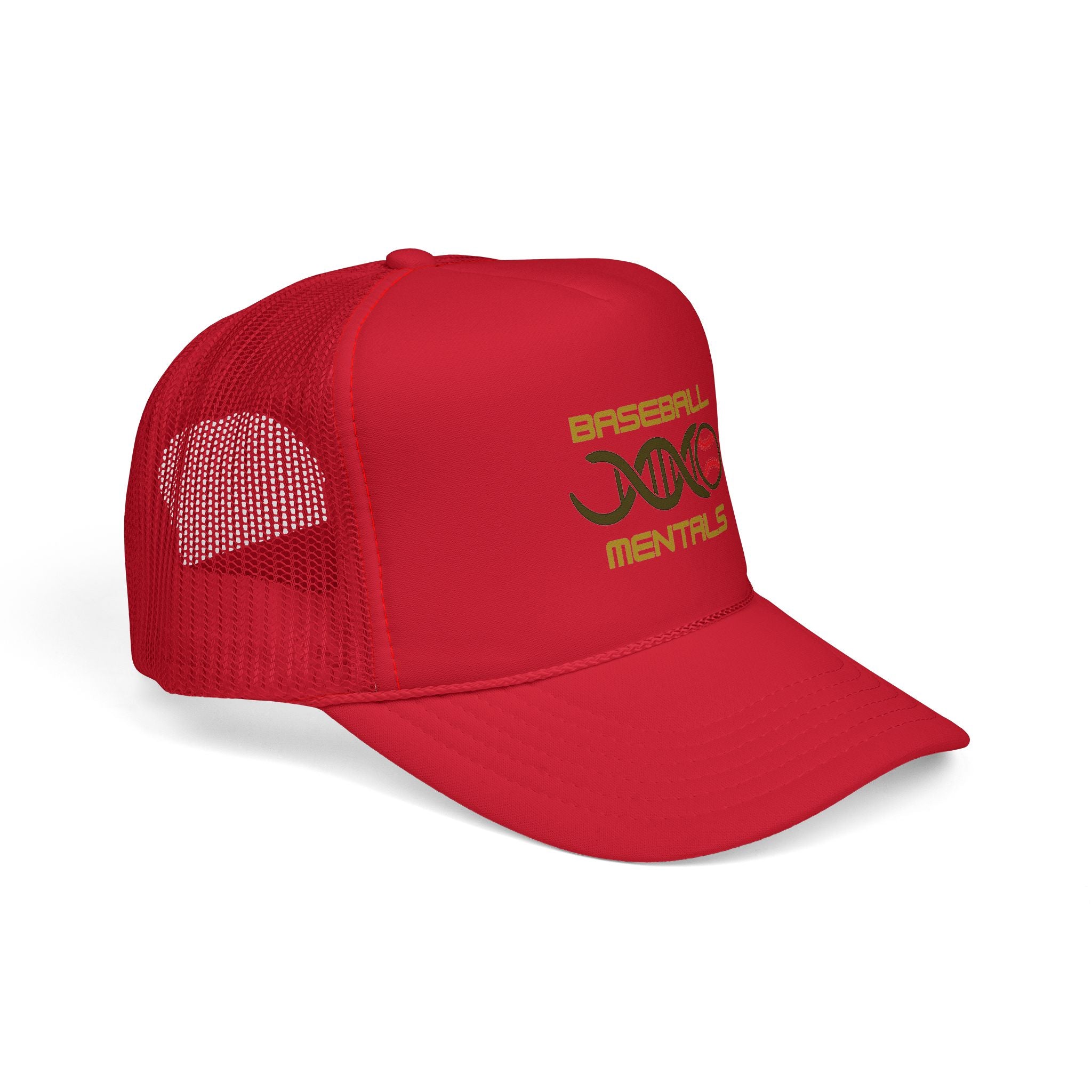 Baseball Cap – “Baseball Genomics” Trucker Hat (DNA Baseball Design)