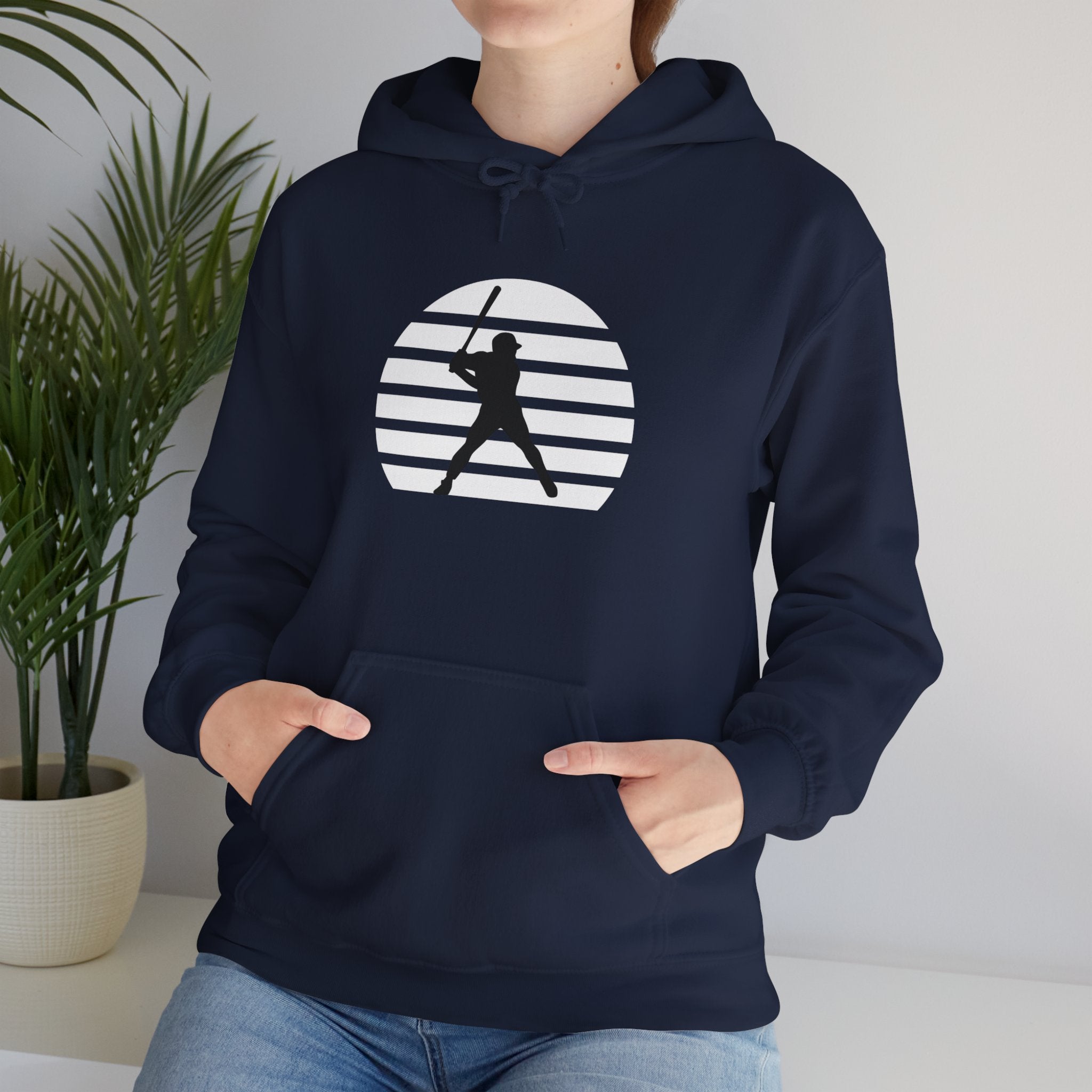 Baseball Batter Silhouette Hoodie – Minimal Sports Pullover for Fans