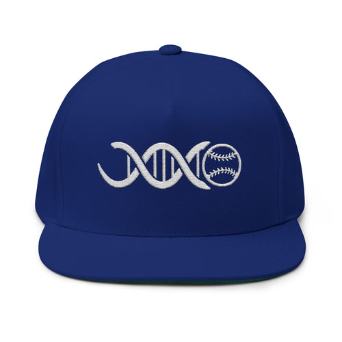 Baseball DNA Flat Bill Cap — Embroidered Sports Logo Hat