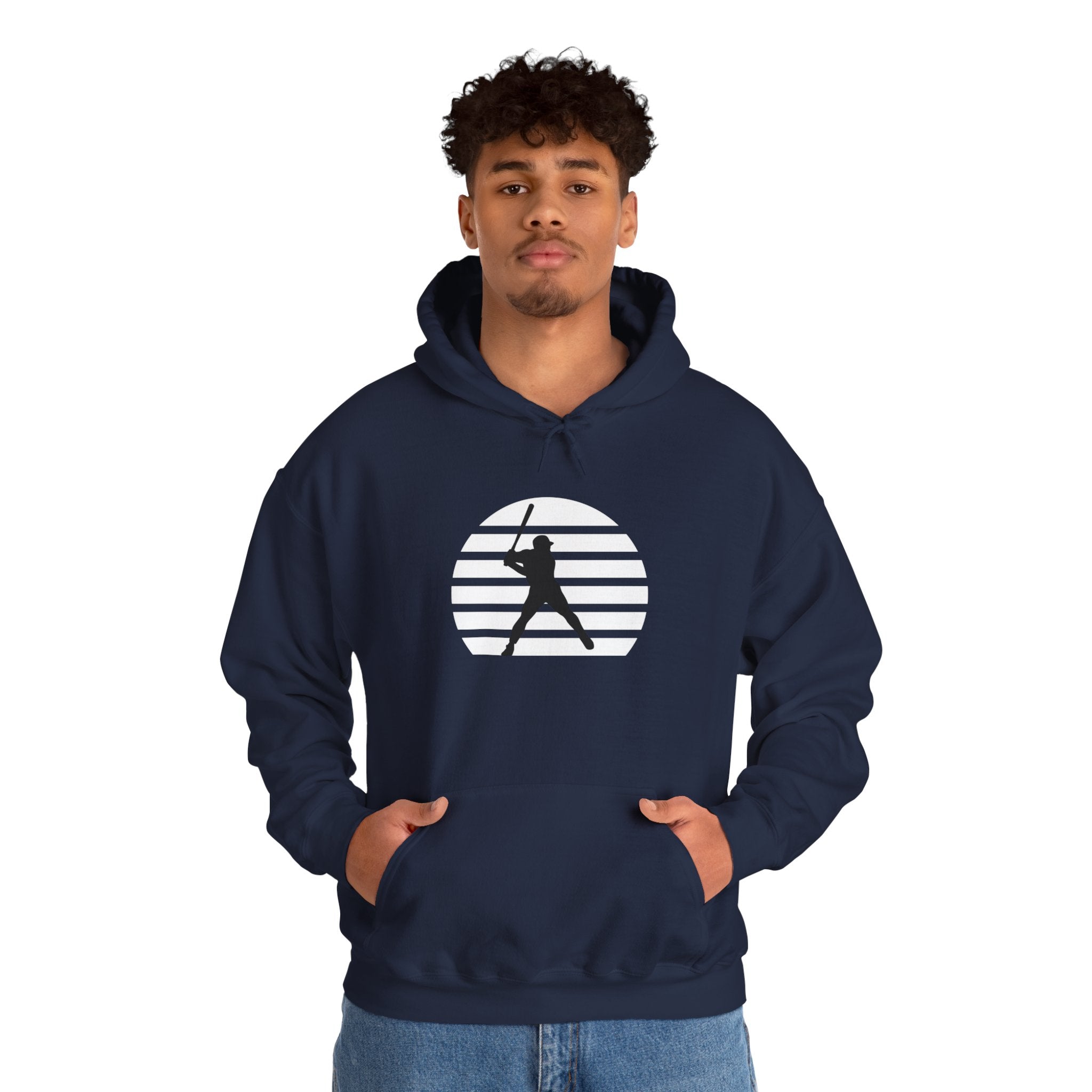 Baseball Batter Silhouette Hoodie – Minimal Sports Pullover for Fans