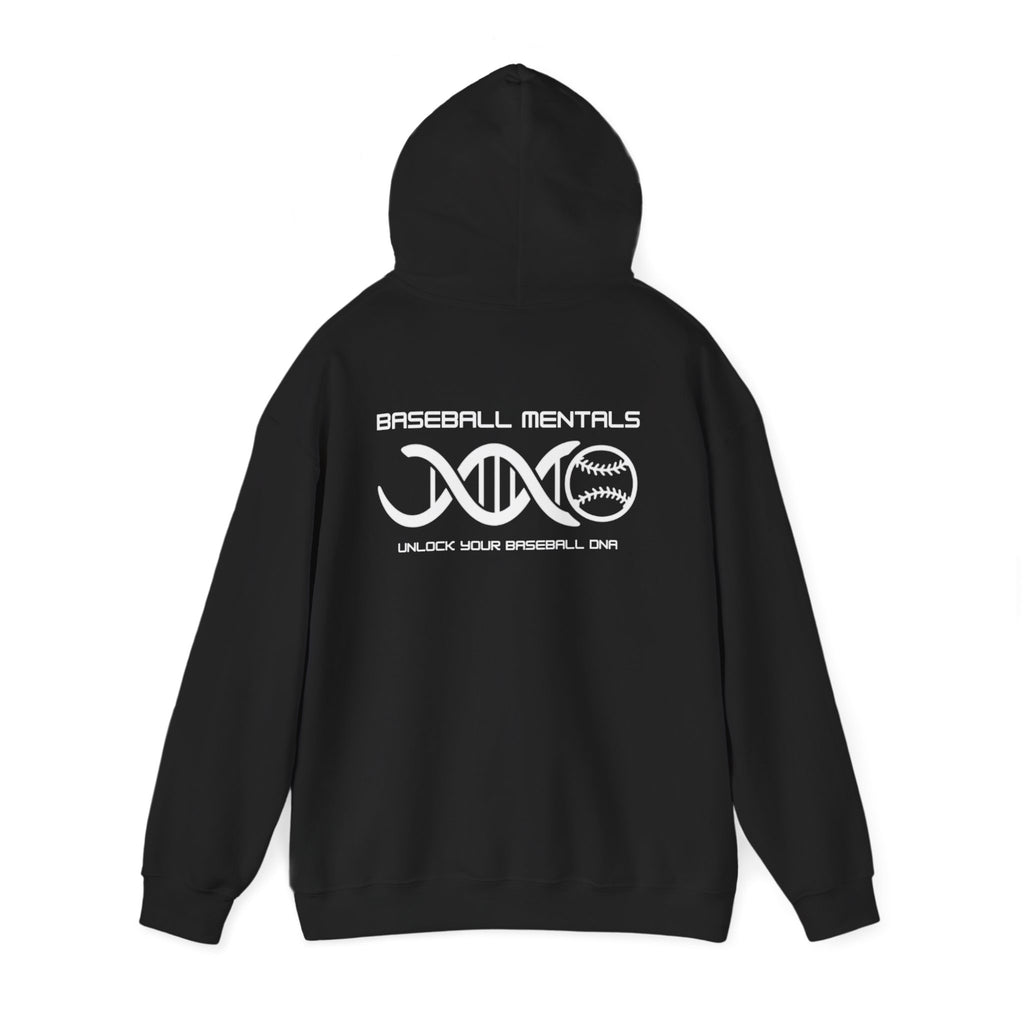 Baseball Silhouette Hoodie - Retro Striped Jumping Catch Design