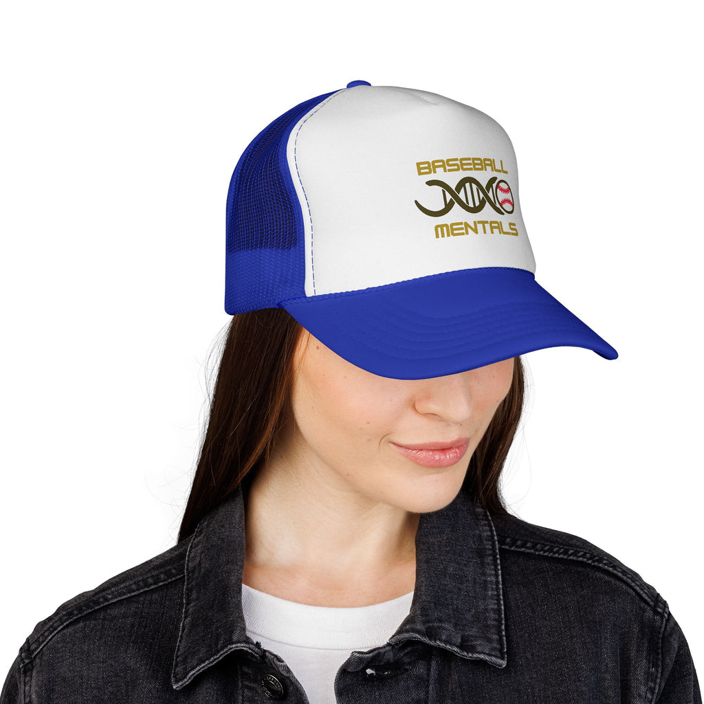 Baseball Cap – “Baseball Genomics” Trucker Hat (DNA Baseball Design)
