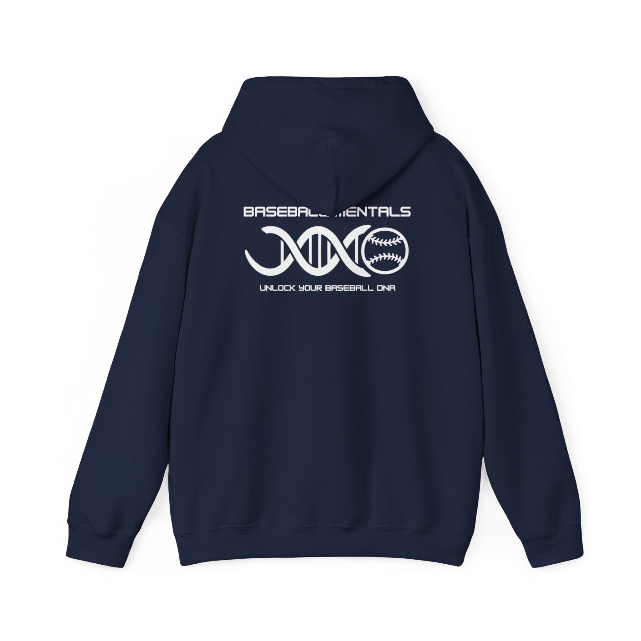 Baseball Mentals Hoodie — DNA Baseball Training Pullover (Track. Learn. Adjust. Repeat.)