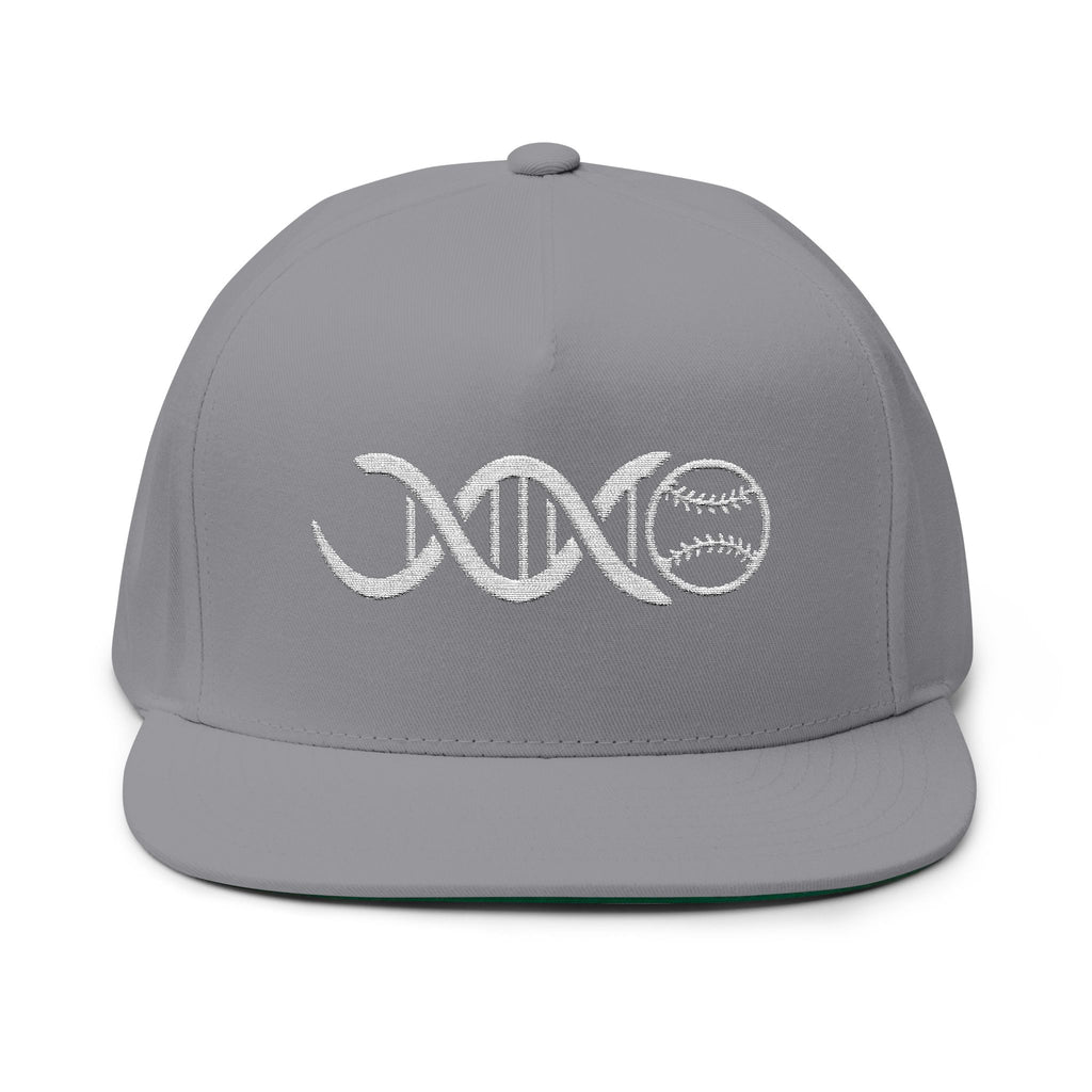 Baseball DNA Flat Bill Cap — Embroidered Sports Logo Hat