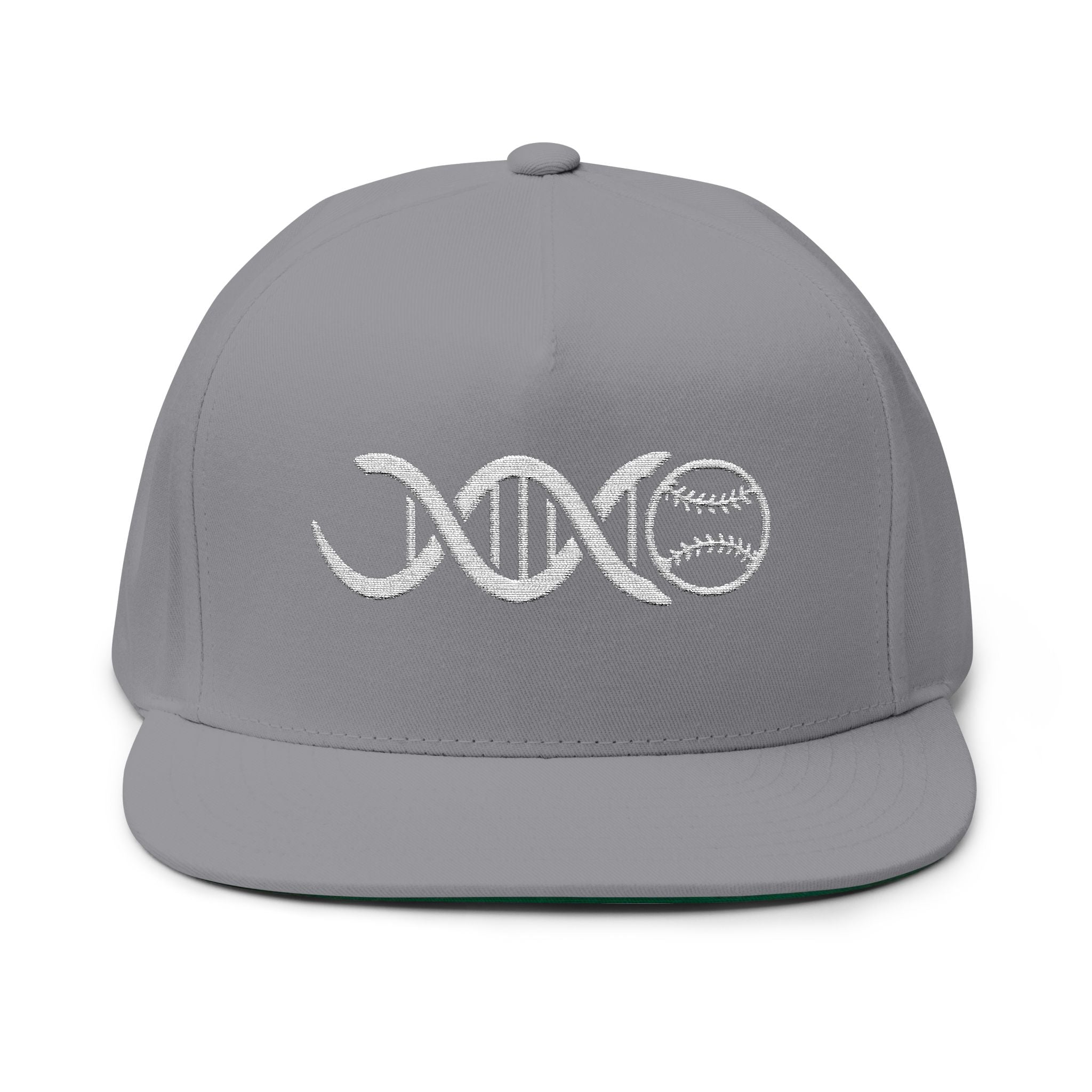 Baseball DNA Flat Bill Cap — Embroidered Sports Logo Hat