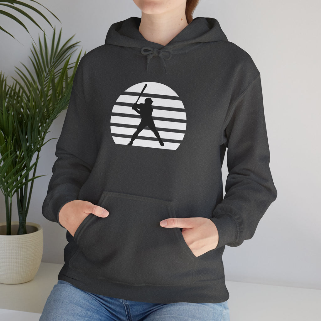 Baseball Batter Silhouette Hoodie – Minimal Sports Pullover for Fans