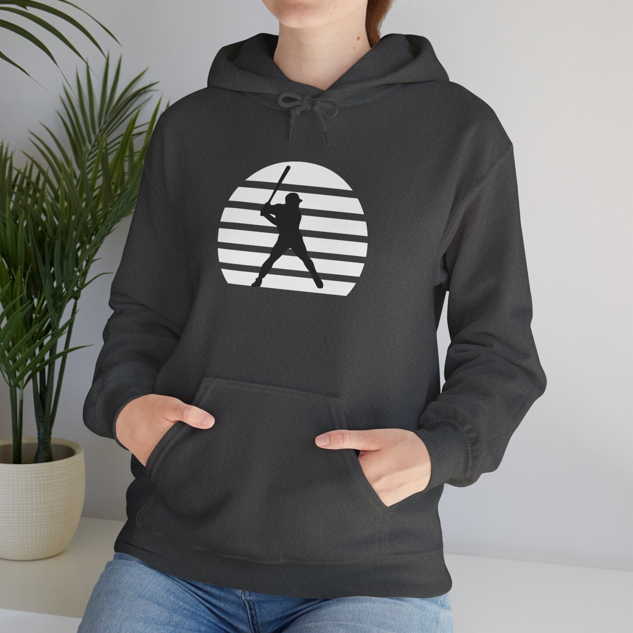 Baseball Batter Silhouette Hoodie – Minimal Sports Pullover for Fans