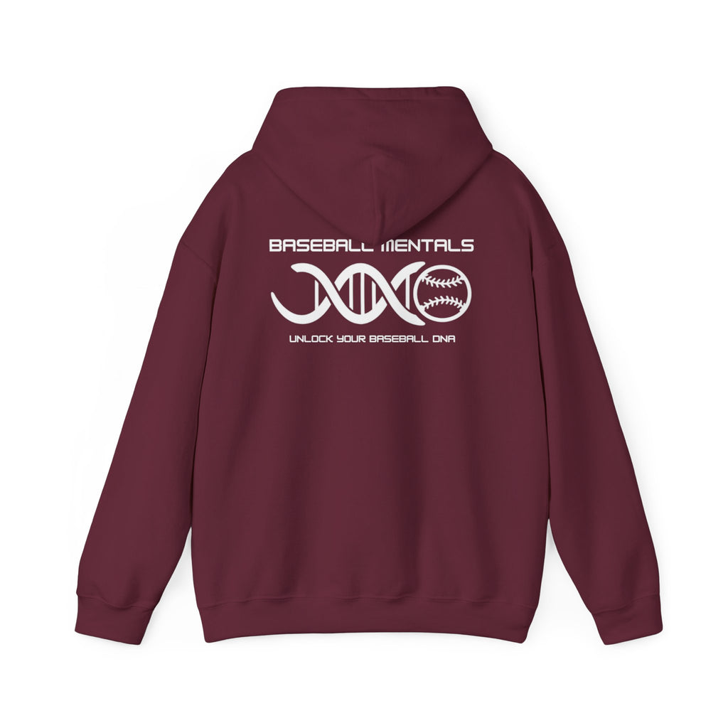 Baseball Silhouette Hoodie - Retro Striped Jumping Catch Design