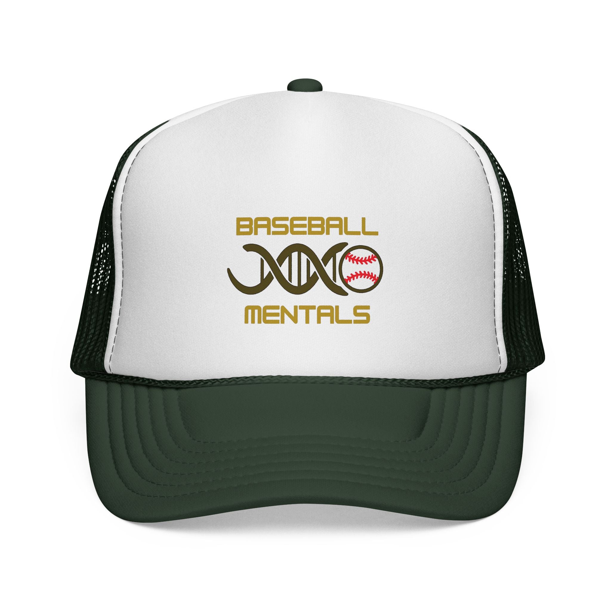 Baseball Cap – “Baseball Genomics” Trucker Hat (DNA Baseball Design)