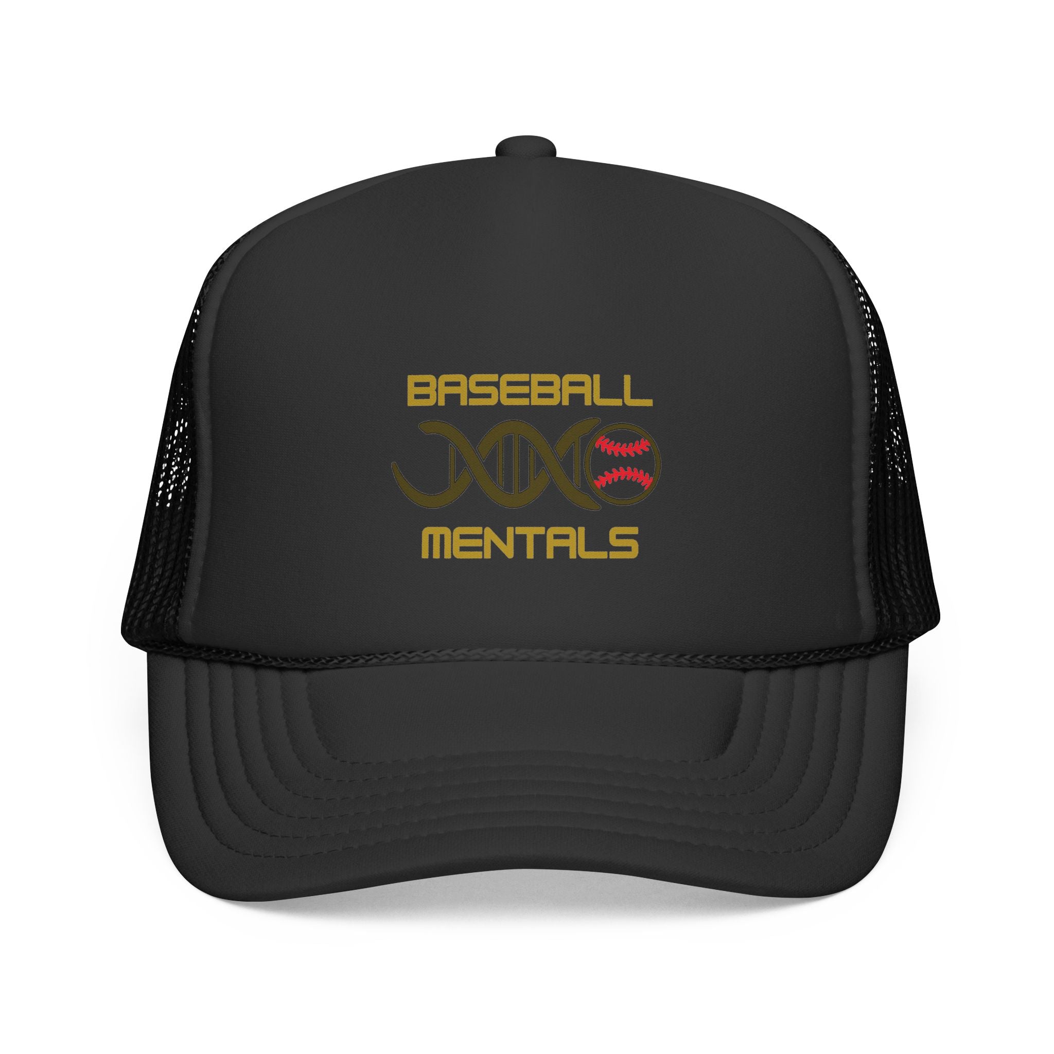 Baseball Cap – “Baseball Genomics” Trucker Hat (DNA Baseball Design)