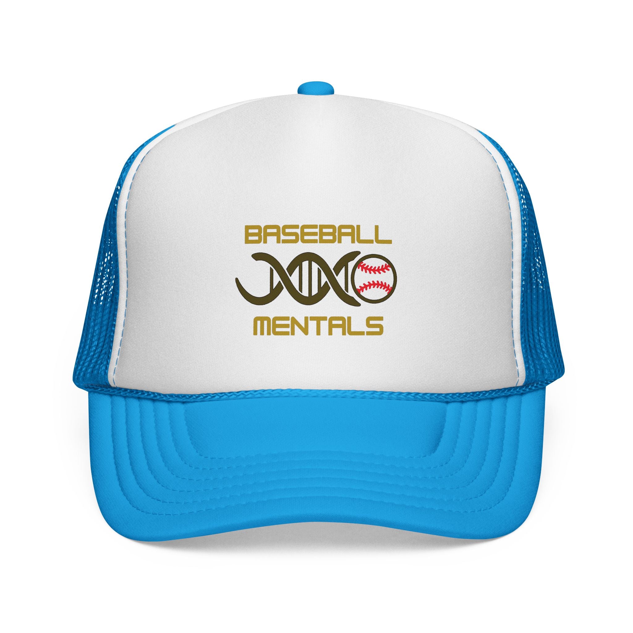 Baseball Cap – “Baseball Genomics” Trucker Hat (DNA Baseball Design)