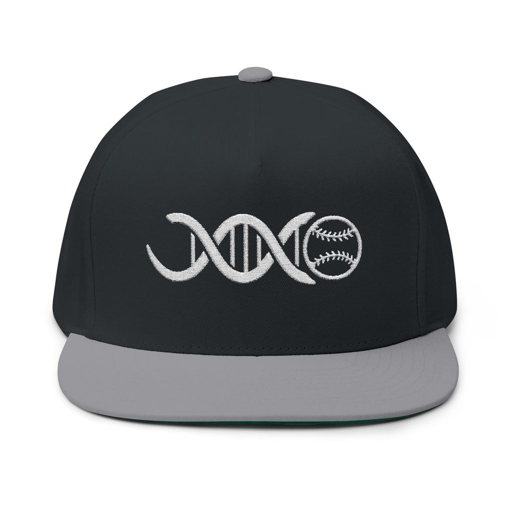 Baseball DNA Flat Bill Cap — Embroidered Sports Logo Hat