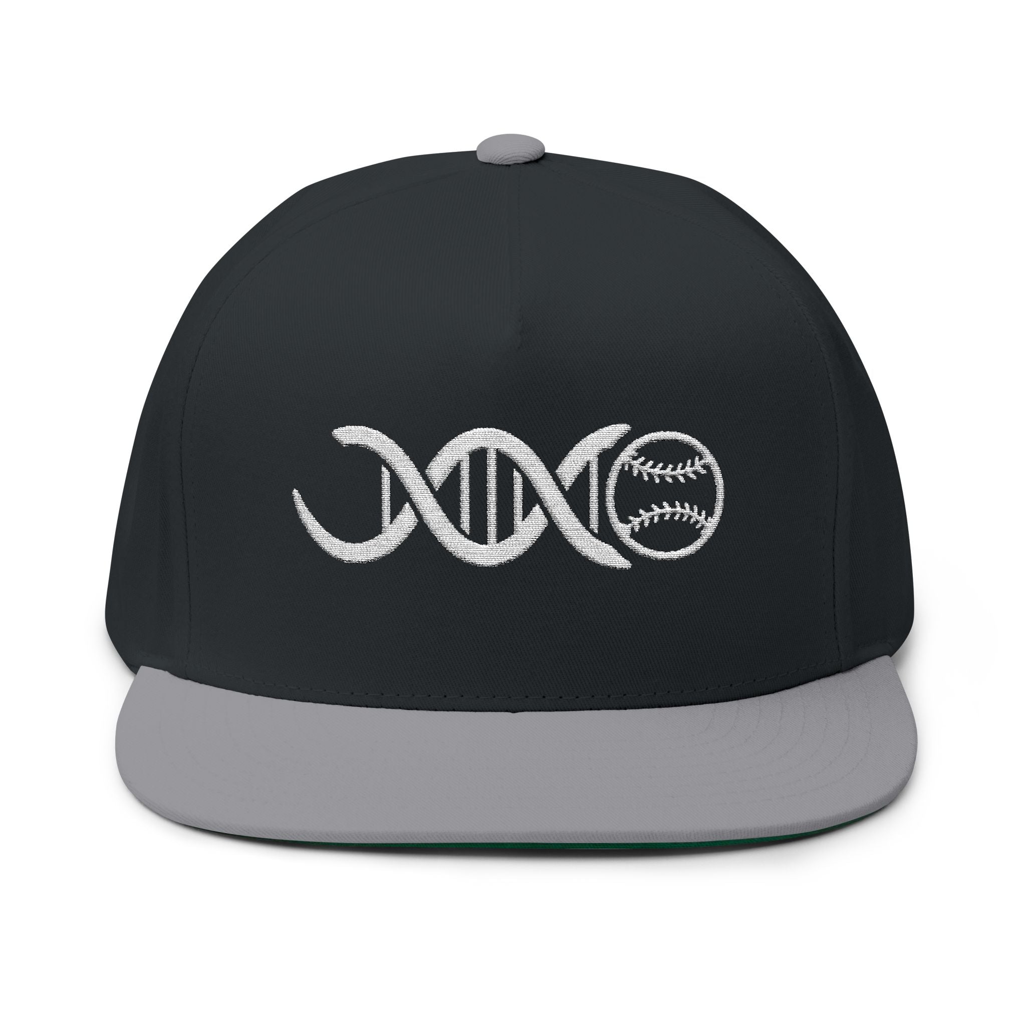 Baseball DNA Flat Bill Cap — Embroidered Sports Logo Hat
