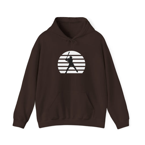 Baseball Batter Silhouette Hoodie – Minimal Sports Pullover for Fans