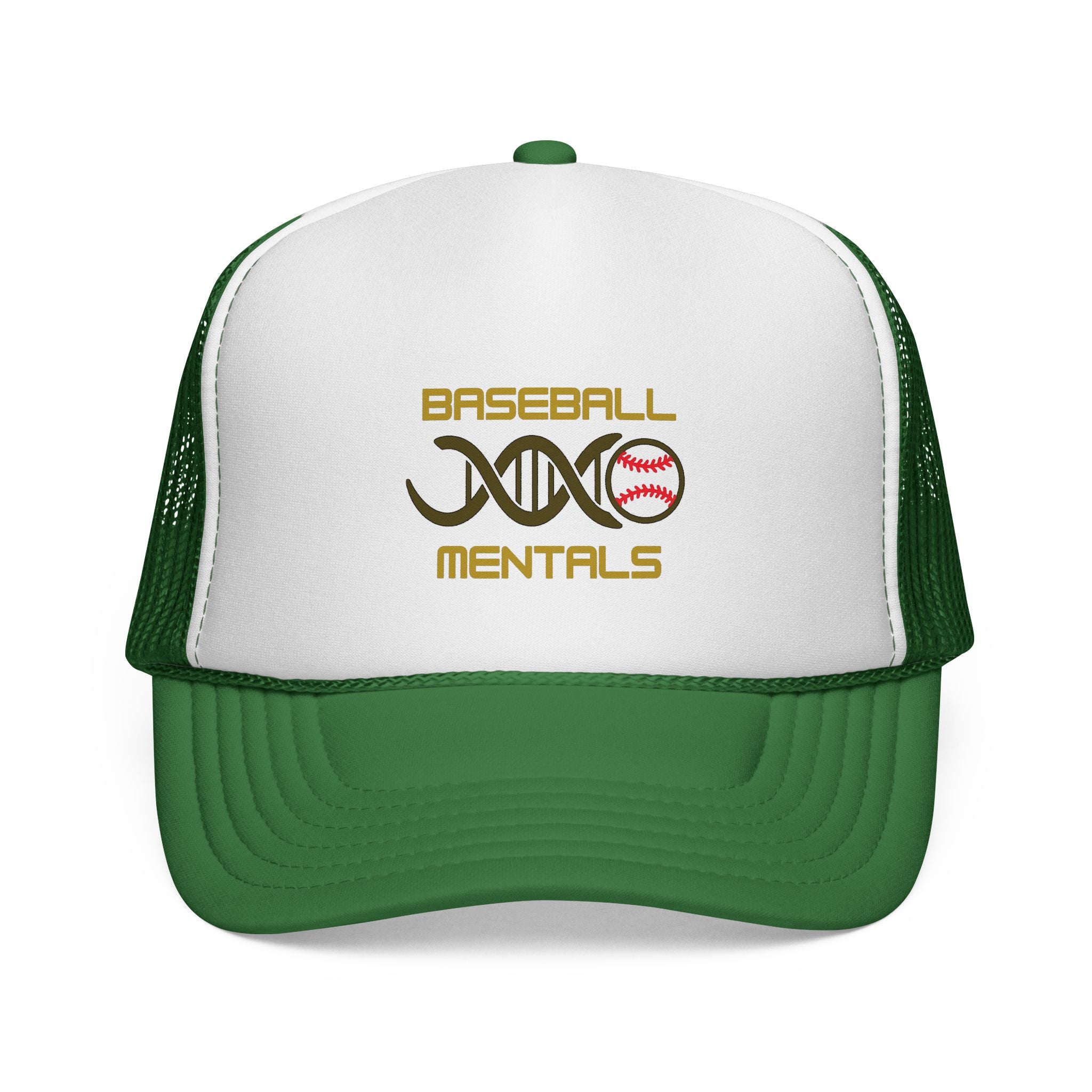 Baseball Cap – “Baseball Genomics” Trucker Hat (DNA Baseball Design)