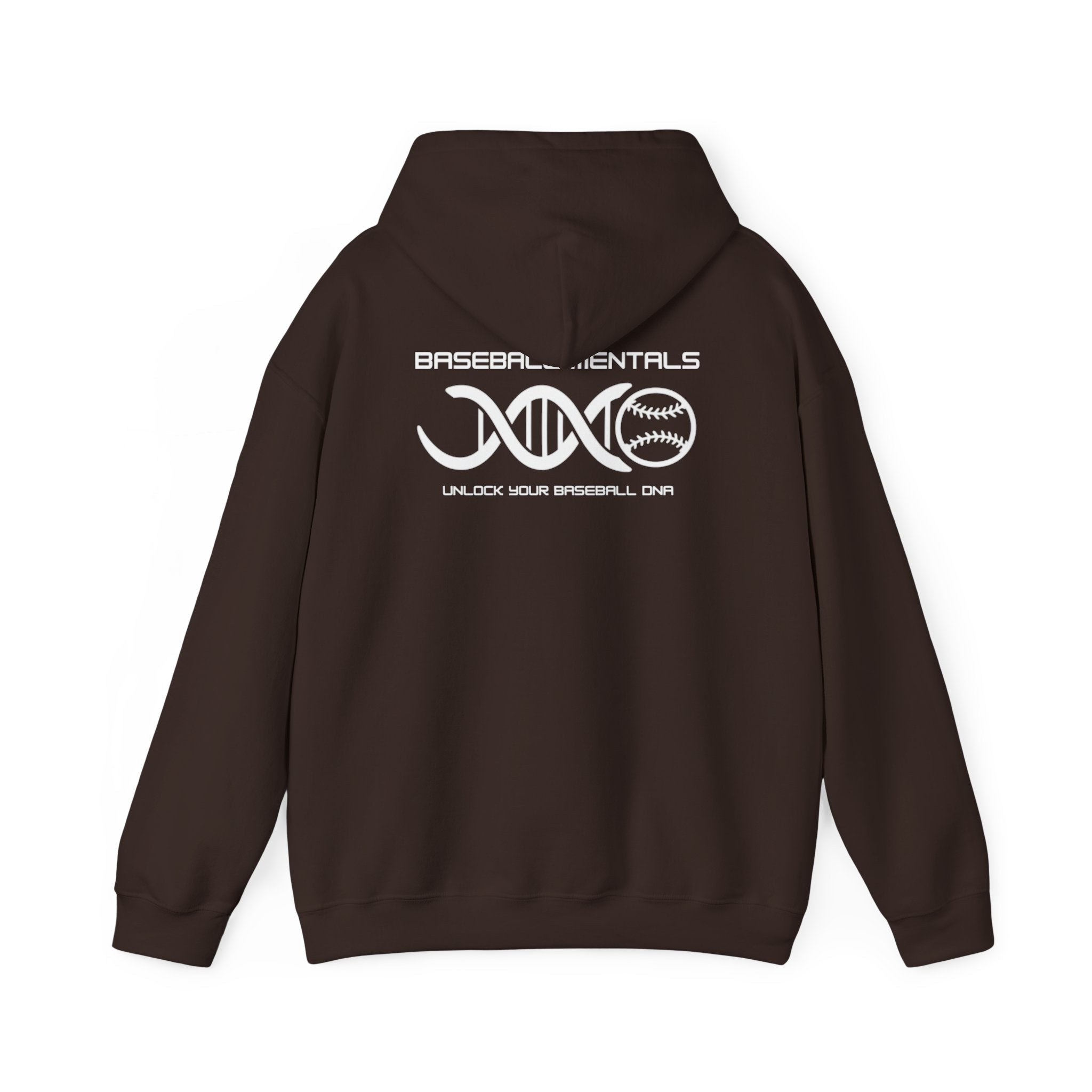 Baseball Mentals Hoodie — DNA Baseball Training Pullover (Track. Learn. Adjust. Repeat.)